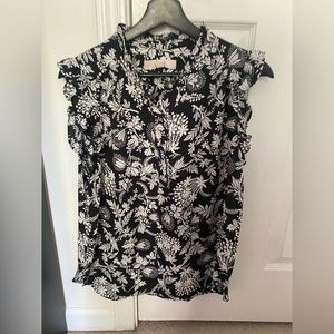 EEUC Black and White Floral LOFT Blouse